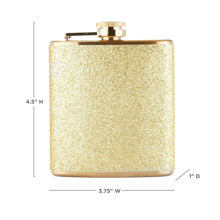 Sparkletini Stainless Steel, Glitter Flask, Gifts for Women, Hidden Alcohol Barware, 6 oz, Gold