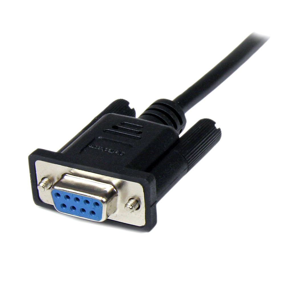 2m Black DB9 Null Modem Serial Cable, Male to Female