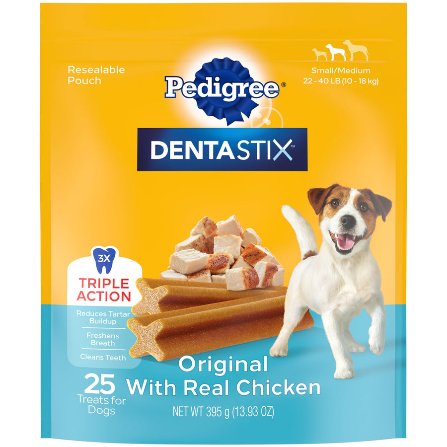 Dentastix Small & Medium Breed Dog Treats, Original With Real Chicken, 13.93 oz. Bag (25 Treats)