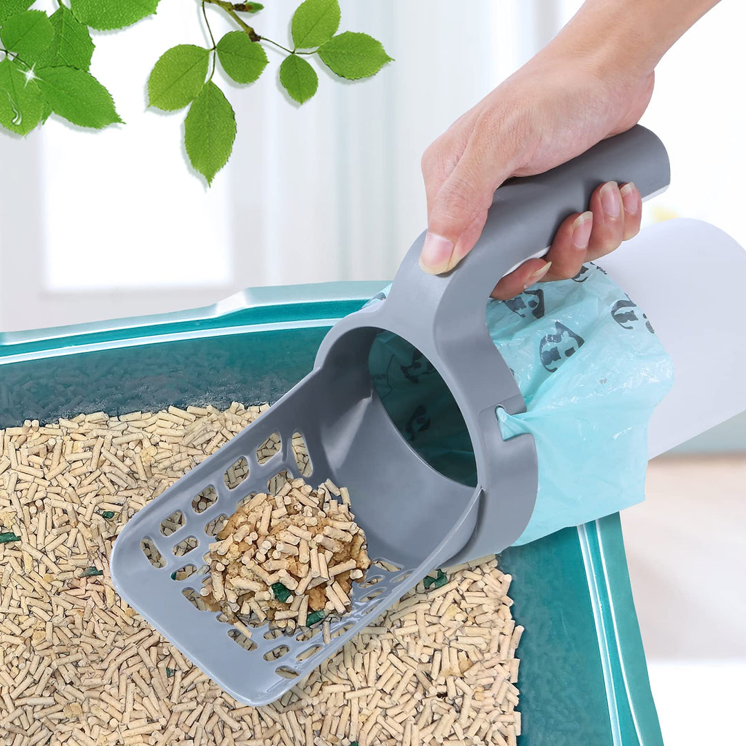 PETIZER Premium Cat Litter Scoop with 90 Count Refill Bags, Integrated Detachable Litter Shovel with Waste Container, Large Portable Cat Scooper with Holder, Kitty Poop Scooper & Easy Storage Caddy