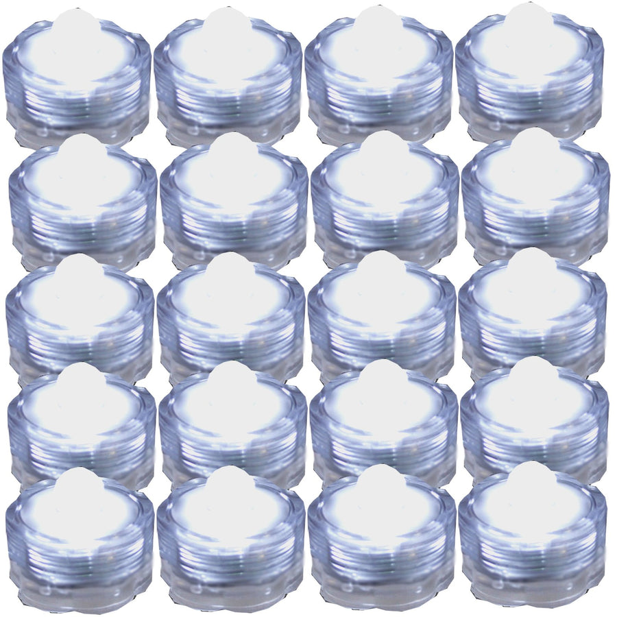 Bright LED Floral Tea Light Submersible Lights for Party Wedding (White, 20 Pack)