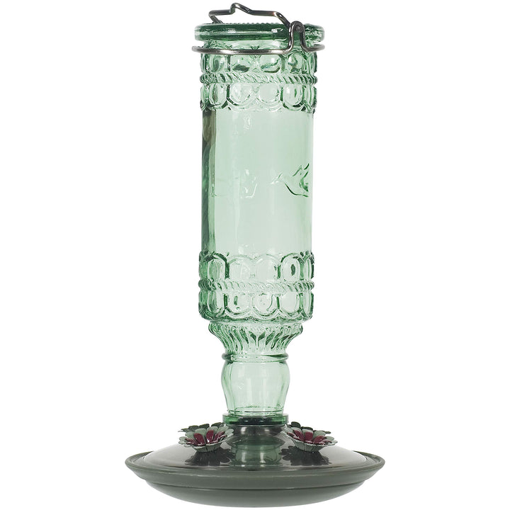 Glass Hummingbird Feeders for Outdoors - Antique Bottle Style Bird Feeder - 10 Oz Humming Bird Feeders for Outdoor Garden Decor