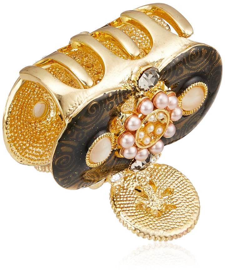Top Star Hair Claw Made Of Swirls And Button Jeweled With Epoxy And 46 Pearls Rhinestones And Such