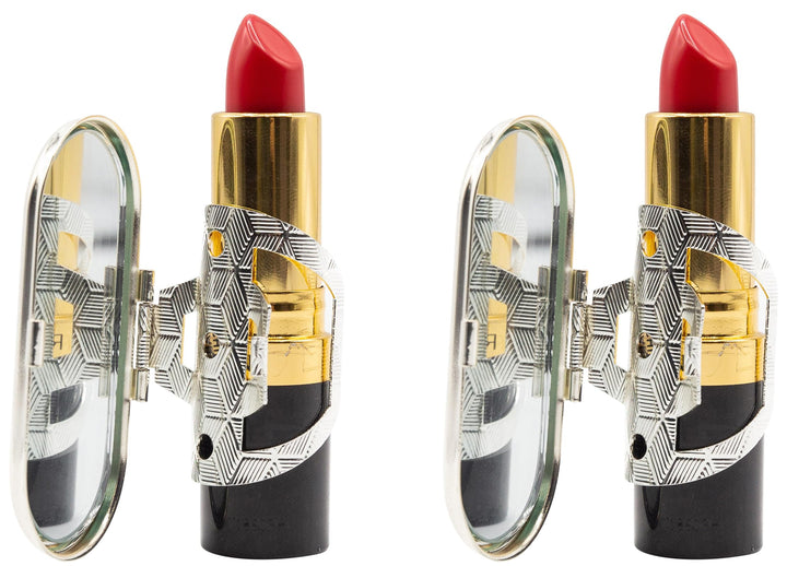 Set of 2 Clip-On Round Lipstick Mirrors (Retro Squares)