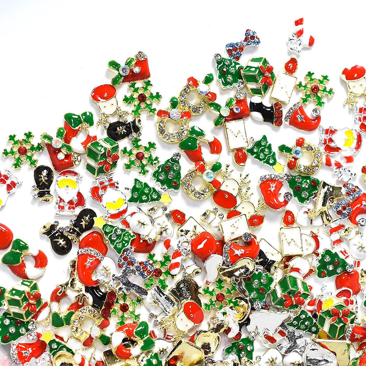 40pcs 20 Style Christmas Nail Charms Nail Jewels 3d Nail Art Charms For Holiday Nail Rhinestone Nail Studs Nail Art Decoration Kit