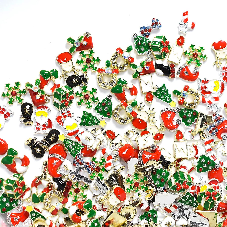 40pcs 20 Style Christmas Nail Charms Nail Jewels 3d Nail Art Charms For Holiday Nail Rhinestone Nail Studs Nail Art Decoration Kit