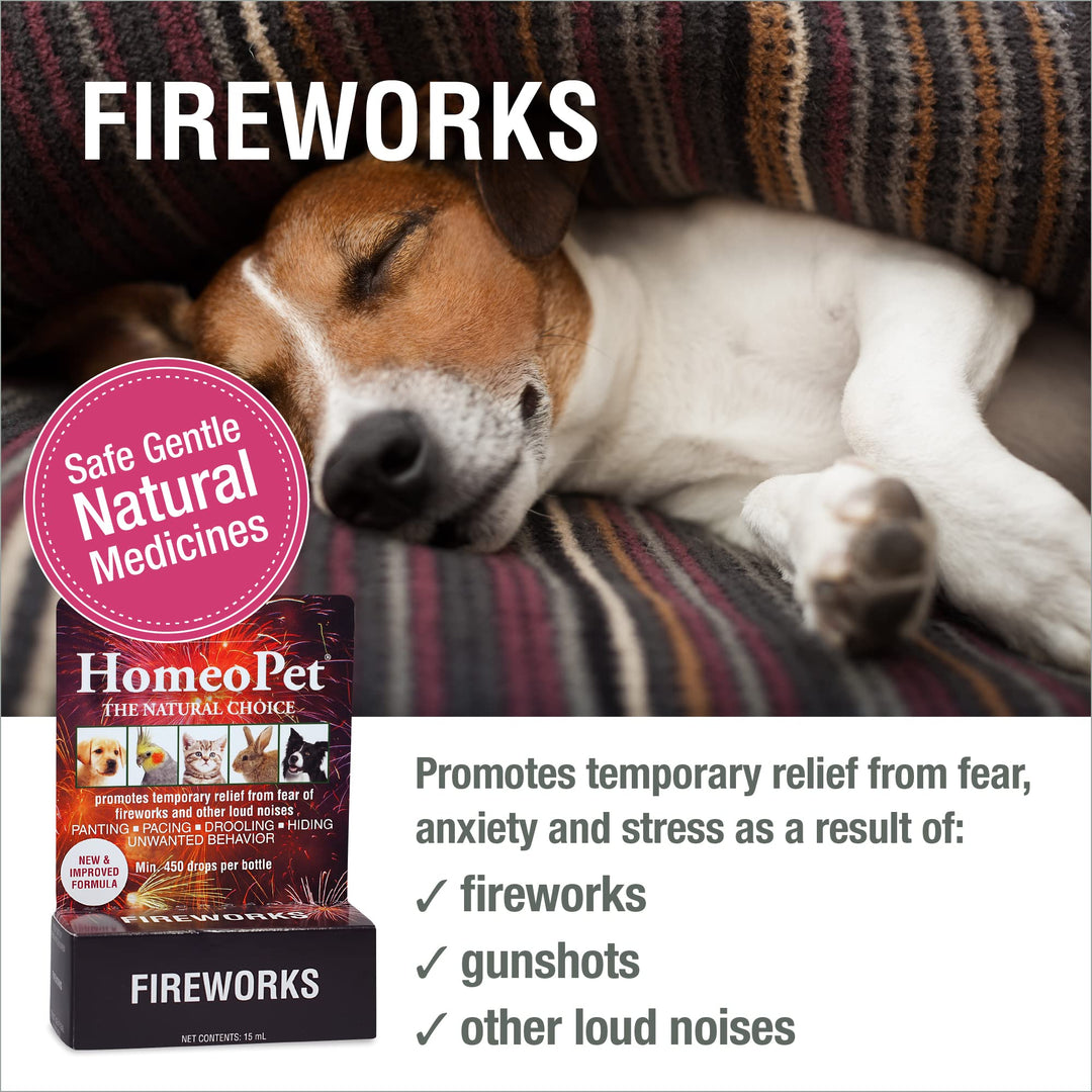 Fireworks, Safe and Natural Loud-Noise Anxiety Relief for Dogs, Cats, and Other Small Animals, Calming Care, 15 Milliliters