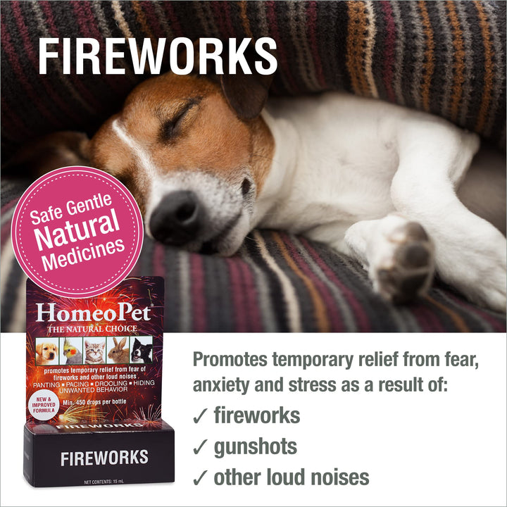Fireworks, Safe and Natural Loud-Noise Anxiety Relief for Dogs, Cats, and Other Small Animals, Calming Care, 15 Milliliters