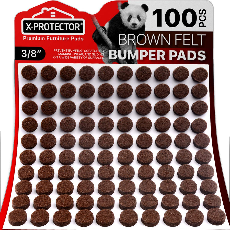 Cabinet Door Bumpers 100 PCS – Small Felt Pads 3/8” – Ideal Brown Felt Bumpers – Self-Adhesive Thick Felt Dots – Bumper Pads to Protect Glass & Other Surfaces!