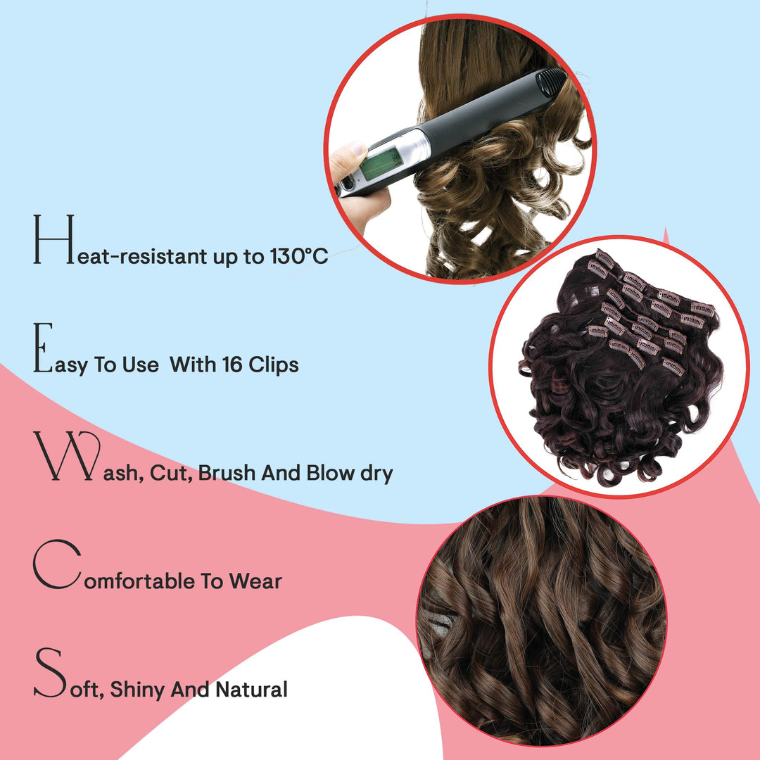 Platinum blond # 88 CE8-1 : PRETTYSHOP XXL Full Head Set 7 pcs 24 Clip In Hair Extensions Hairpiece Wavy Heat-Resisting Platinum blond # 88 CE8-1