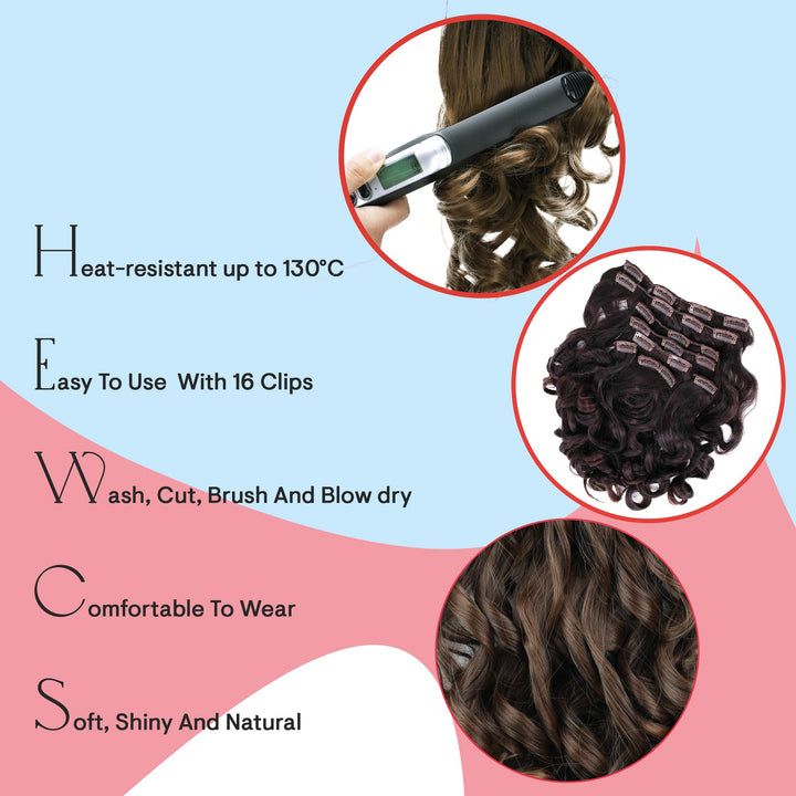 Platinum blond # 88 CE8-1 : PRETTYSHOP XXL Full Head Set 7 pcs 24 Clip In Hair Extensions Hairpiece Wavy Heat-Resisting Platinum blond # 88 CE8-1