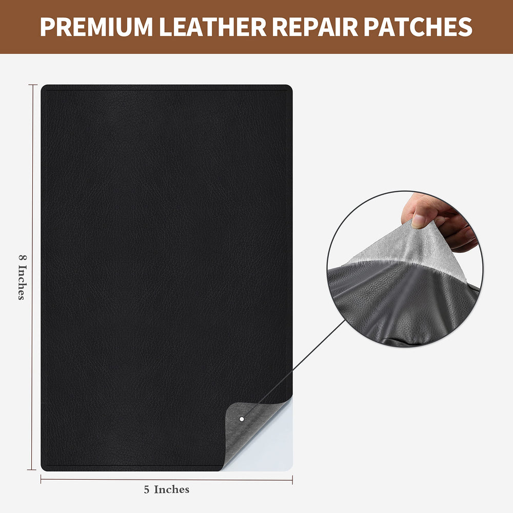 Leather Repair Patch 5X8 inch Self-Adhesive Couch Patch Leather for Sofas, Car Seats, Handbags, First Aid Patch (Brown)