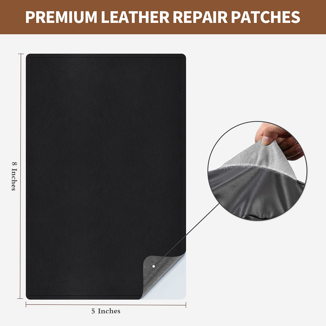 Leather Repair Patch 5X8 inch Self-Adhesive Couch Patch Leather for Sofas, Car Seats, Handbags, First Aid Patch (Brown)