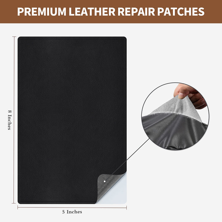 Leather Repair Patch 5X8 inch Self-Adhesive Couch Patch Leather for Sofas, Car Seats, Handbags, First Aid Patch (Brown)