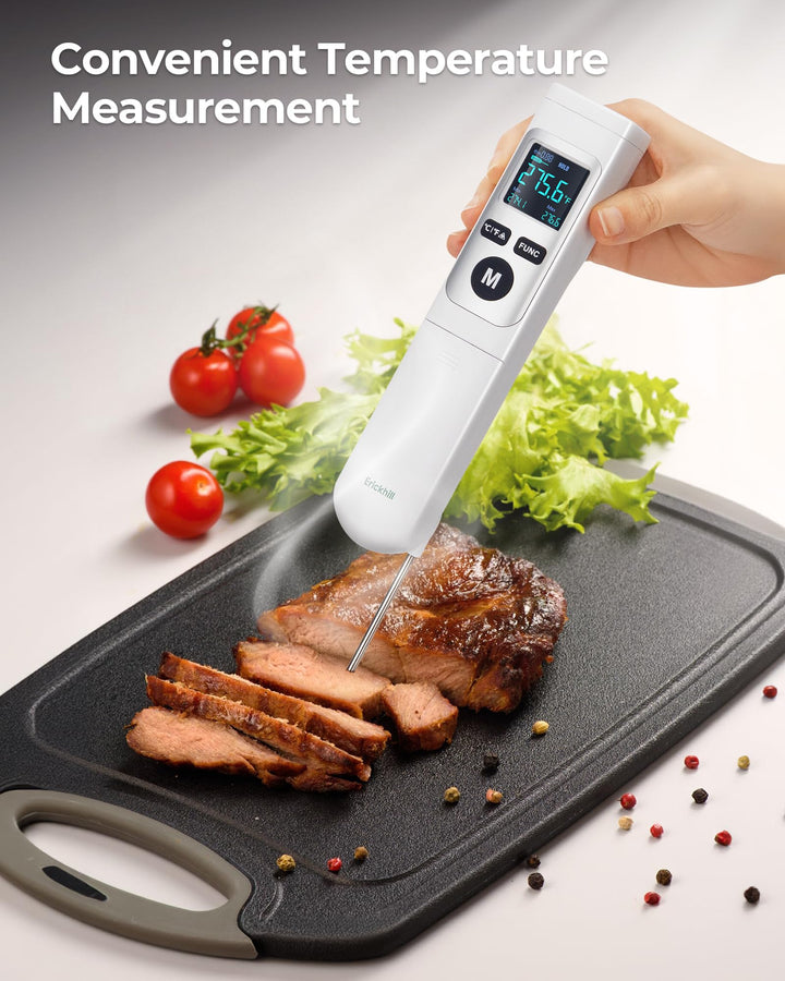 Infrared Thermometer -58°F~1112°F, Heat Temp Temperature Gun for Cooking, Adjustable Emissivity - for Cooking, Pizza Oven, Meat, Griddle, Grill, HVAC, Engine, Meat Thermometer Included