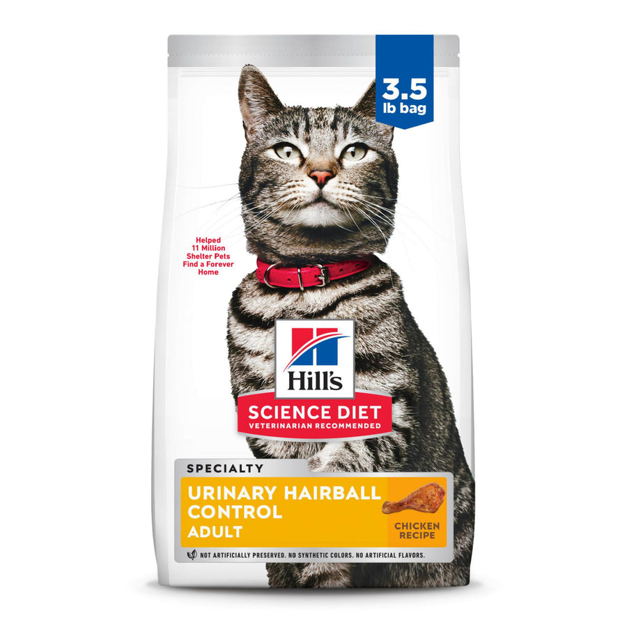 Urinary Hairball Control, Adult 1-6, Urinary Track Health & Hairball Control Support, Dry Cat Food, Chicken Recipe, 3.5 lb Bag