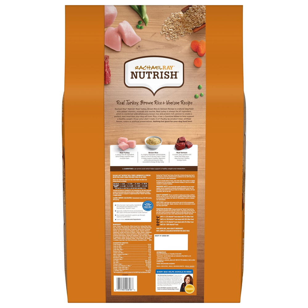 Rachael Ray Dry Dog Food, Turkey, Brown Rice & Venison Recipe for Weight Management, 26 Pounds