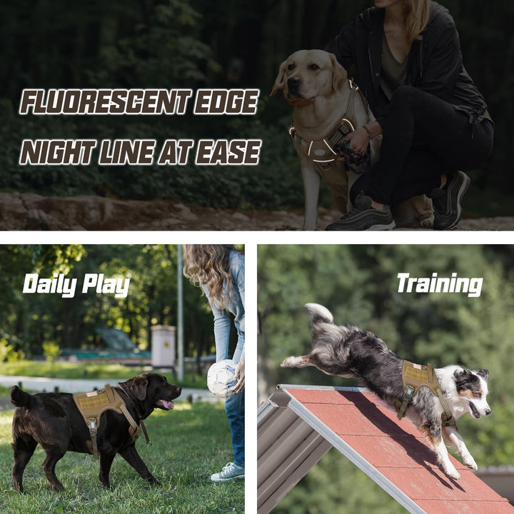 Tactical Harness for Large Dogs No Pull Adjustable Reflective K9 Working Training Easy Control Pet Vest Military Service Harnesses Army Yellow L