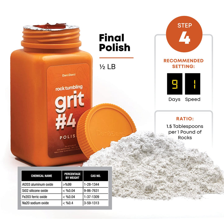 Dan&Darci Rock Tumbler Grit Refill Kit - 3.5 Pounds Grits Media + Poly Plastic Pellets - Rocks Polishing Refills for Any Brand Rock Tumblers - Rock Polish Tumbling Supplies Set - Stone Polisher