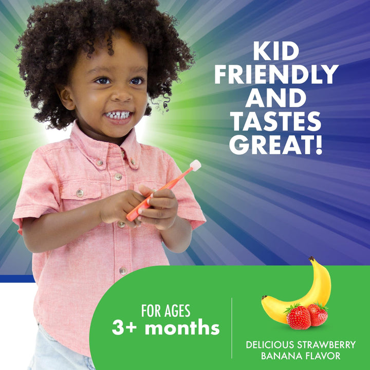 Baby Buddy Kids Toothpaste Gel With Xylitol For Teeth And Gums - Natural, Safe If Swallowed, Fluoride Free - Strawberry Banana - 2 Oz - 3 Months And Up - By Spry