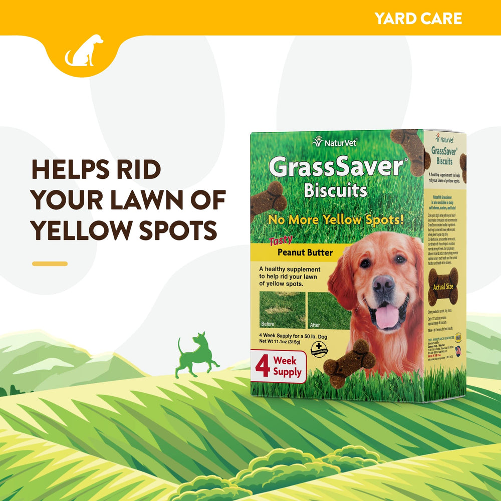 GrassSaver|Biscuits for Dogs – Help Keep Grass Green, Rid Your Lawn of Yellow Patches Caused by Dog Urine| No More Yellow Spots| DL-Methionine Peanut Butter Flavor – 11 oz