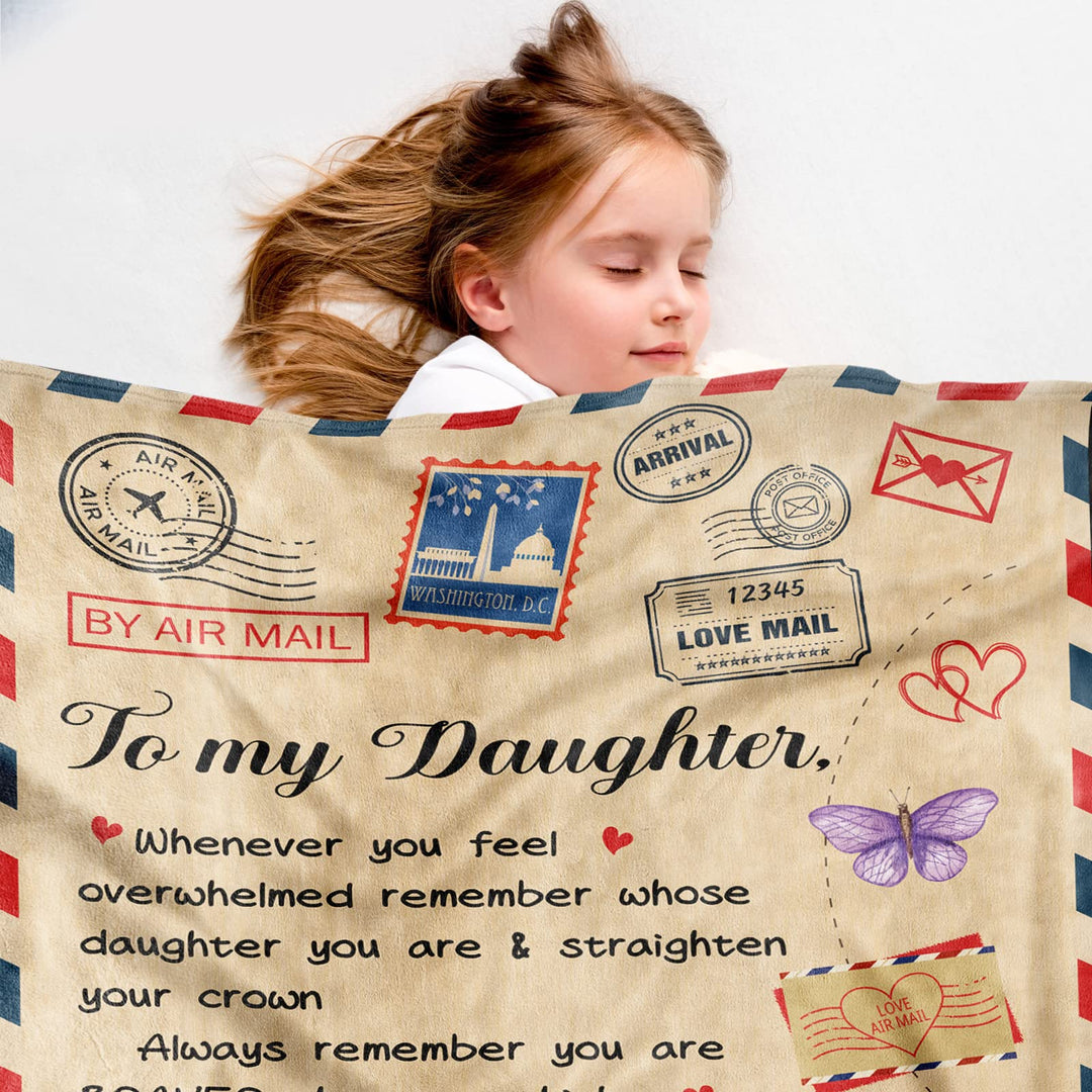 Daughter Blanket, Daughter Blankets from Mom Dad, Birthday for Daughter, I Love You Daughter Blanket Presents to My Daughter, Daughter Soft Bed Flannel Letter Throw Blanket 40 X 50
