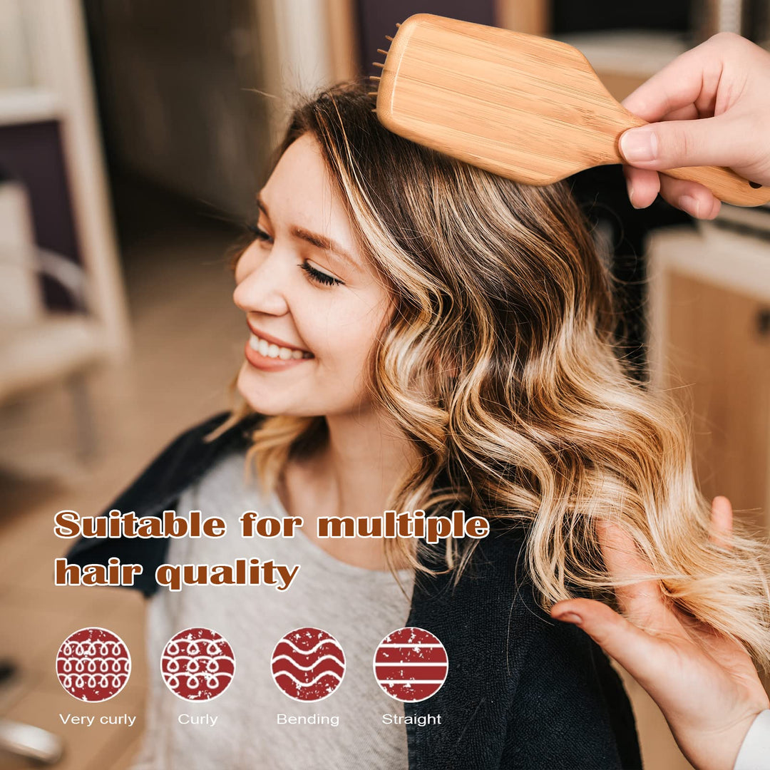 Bamboo Paddle Hairbrush with Bamboo Bristles for Massaging Scalp