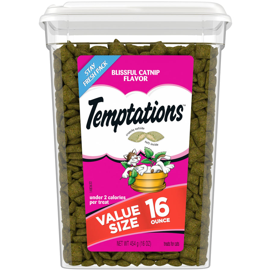 Classic Crunchy and Soft Cat Treats Blissful Catnip Flavor, 16 oz. Tub