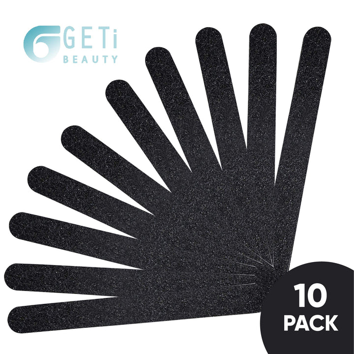 GETI BEAUTY Standard Black 100/180 Washable Nail File Made in USA (Pack of 10)