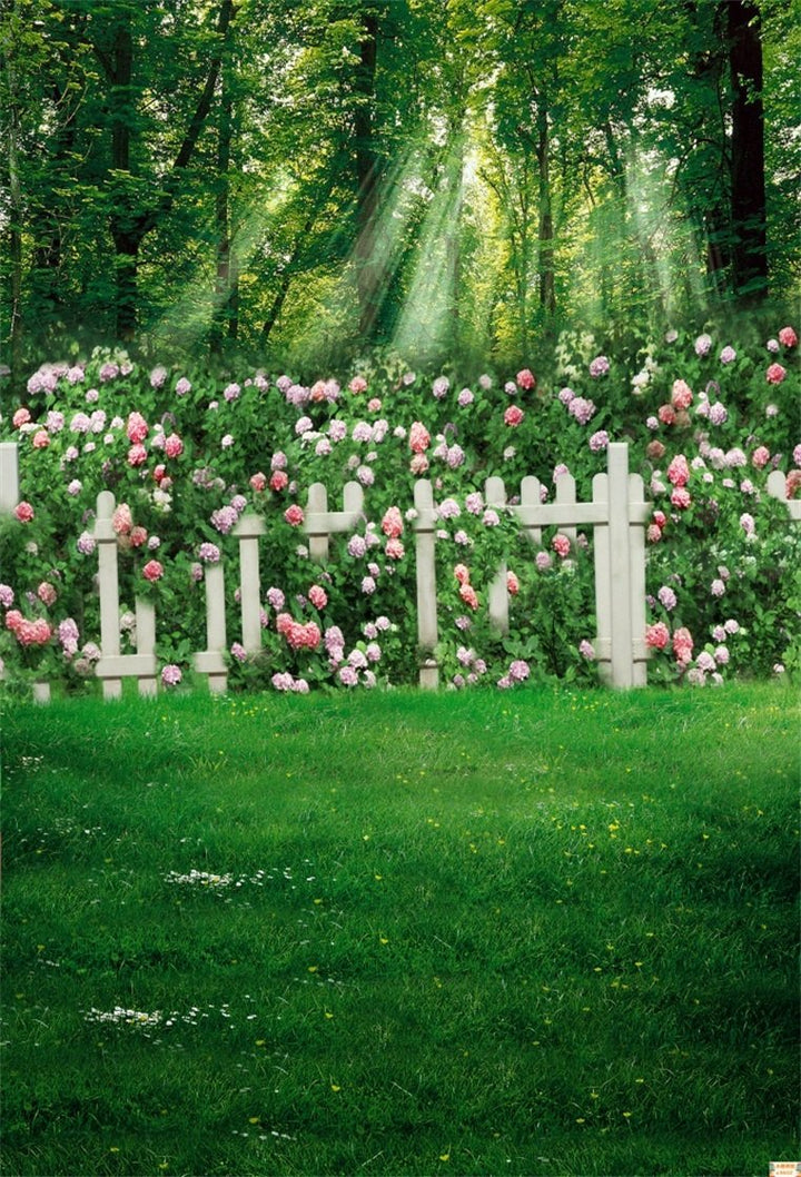 5x7ft Romantic Garden Photography Studio Background Wedding Backdrop Spring Flowers Fence Meadow Grassland Girl Lovers Baby Kid Toddler Artistic Portrait Forest Photoshoot Props Video Drape