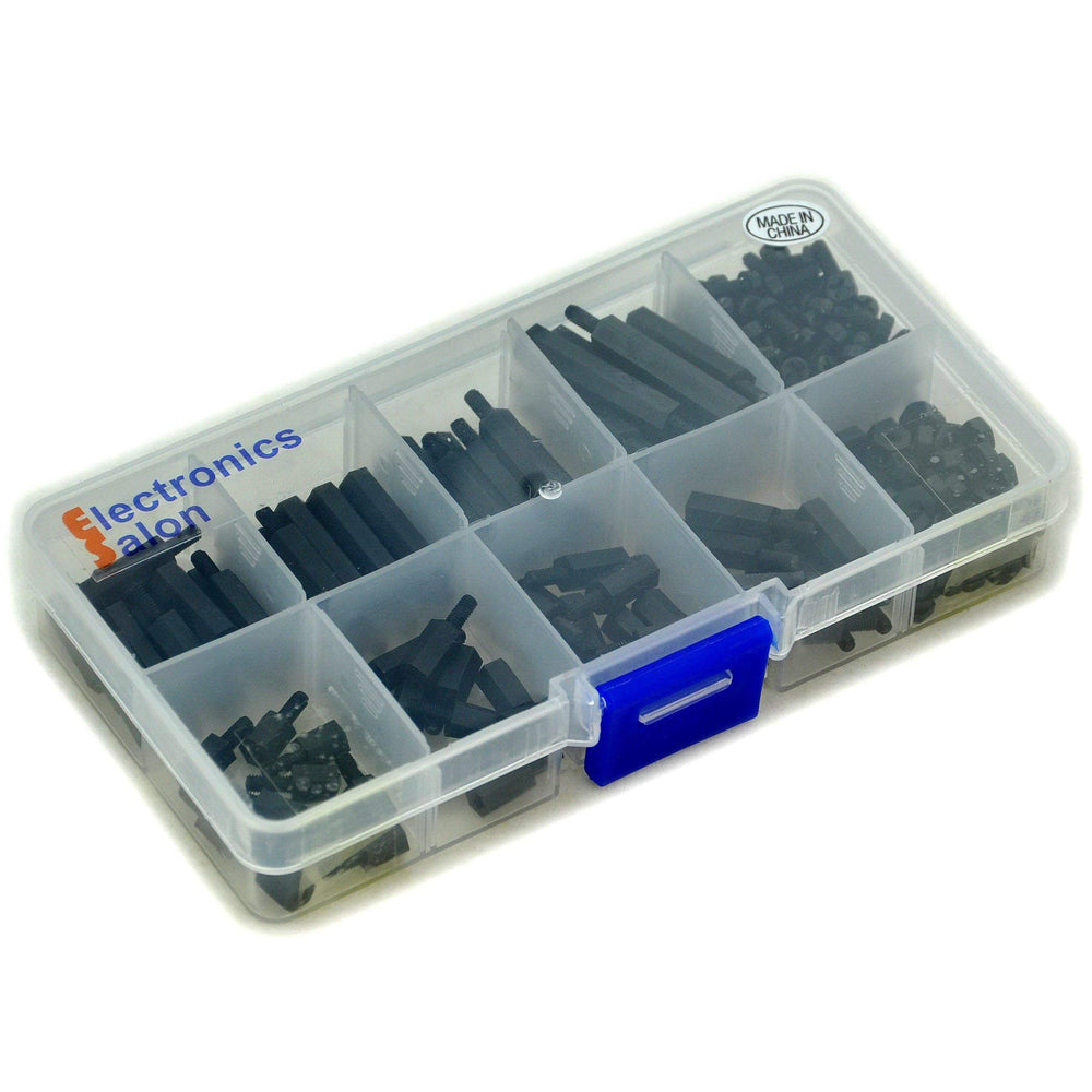 M2.5 Black Nylon Hex M-F Spacer/Screw/Nut Assorted Kit, for Raspberry-Pi, Standoff.