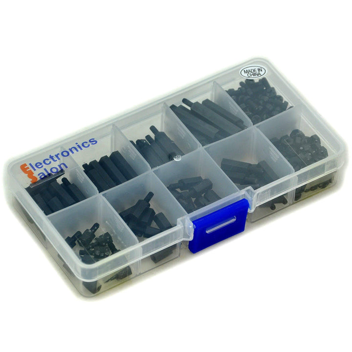 M2.5 Black Nylon Hex M-F Spacer/Screw/Nut Assorted Kit, for Raspberry-Pi, Standoff.