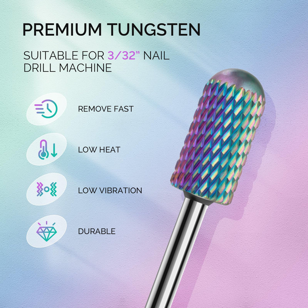 Nail Drill Bits Set, 7Pcs Professional Tungsten Carbide Ceramic Acrylic Nail File Drill Bit for Manicure Pedicure Cuticle Gel Nail Polishing