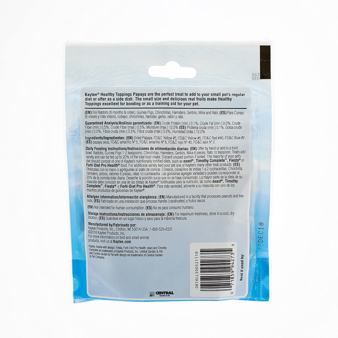 Fiesta Healthy Toppings Papaya Treat For Small Animals, 2.5-Oz Bag