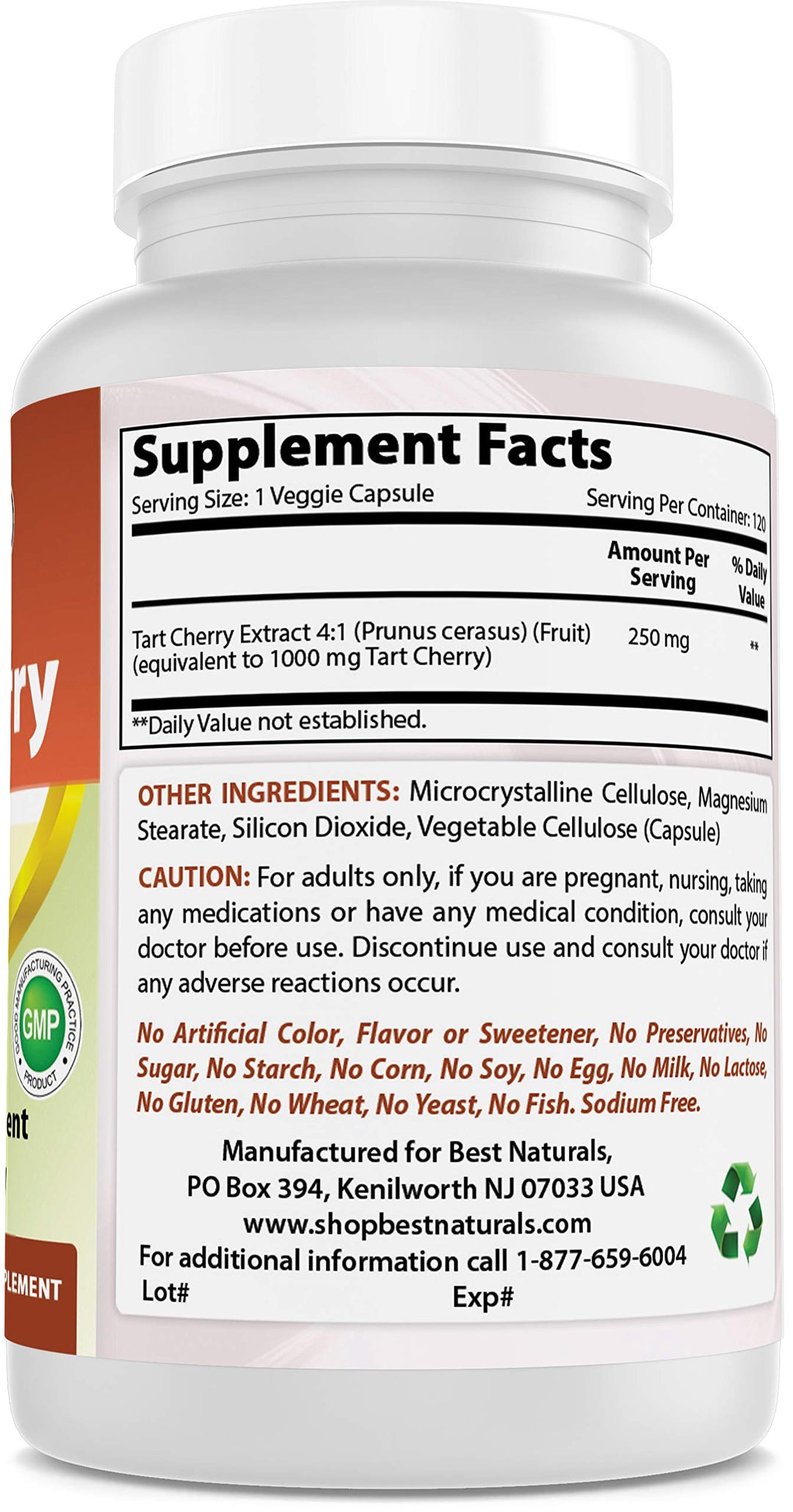 Tart Cherry Extract 1000 mg (Non-GMO) Veggie Capsules - Promotes Healthy Uric Acid Levels Within Normal Range, Healthy Joint Function & Promotes Healthy Sleep Cycle, 120 Count