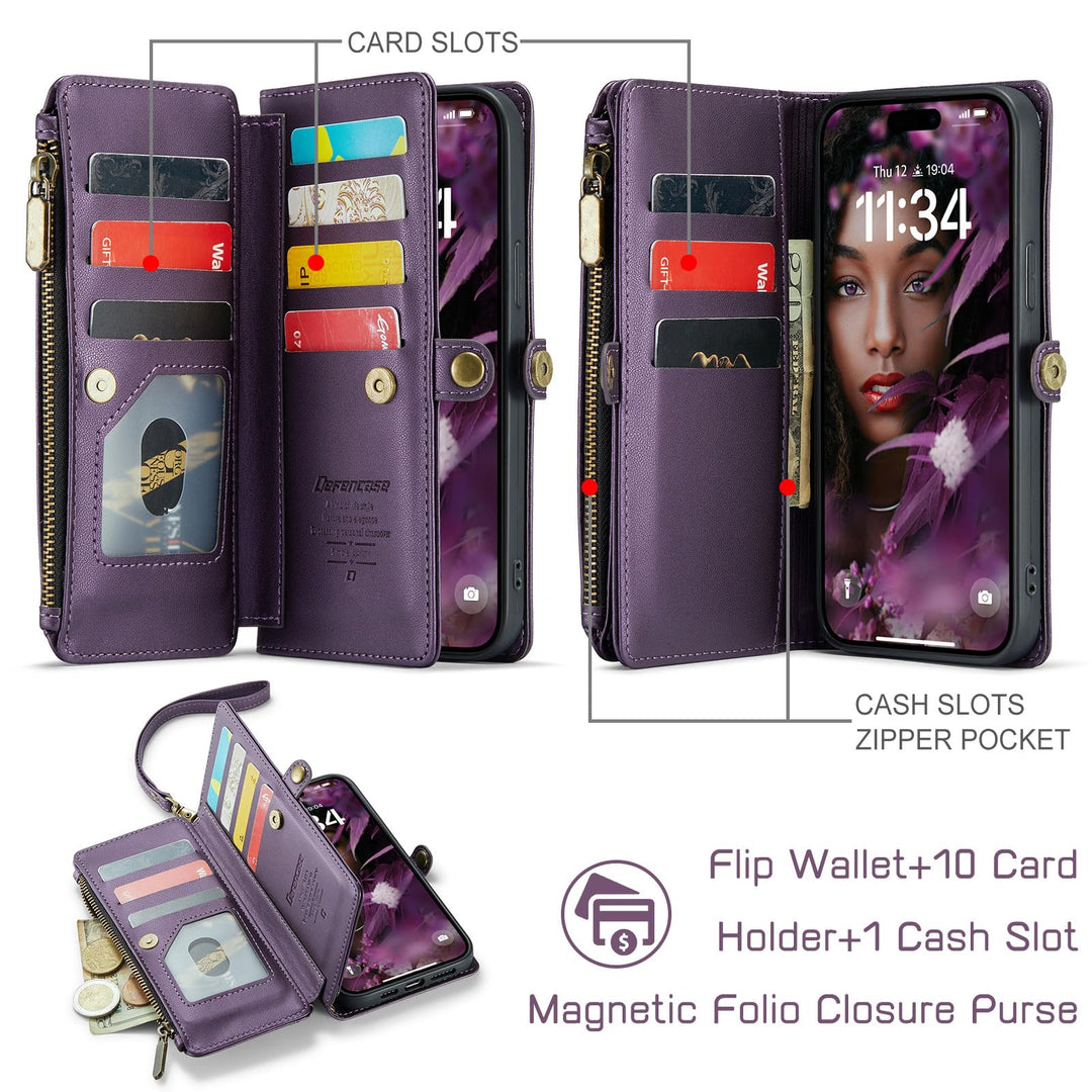 Compatible with iPhone 13 Pro Max Case Wallet with Card Holder for Women Men, PU Leather Magnetic Snap Flip Zipper Strap Phone Case Fit for iPhone 13 Pro Max, Fashion Blue