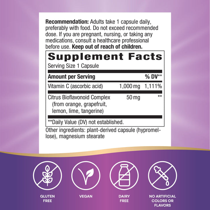 Nature’s Way Extra Strength Vitamin C with Bioflavonoids - 1,000 mg Vitamin C per Serving - Immune Health* - Citrus Bioflavonoids from Orange, Grapefruit, Lemon & More - 250 Capsules