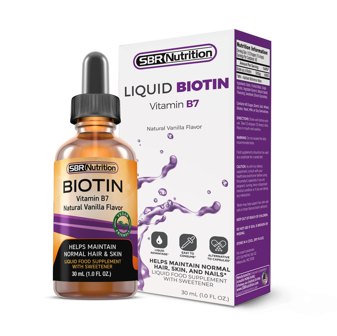 Biotin Liquid Drops, 5000mcg per Serving (60) 1.0Fl.oz (30ml) Vanilla