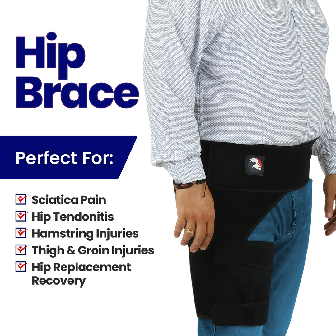 Plus Size Hip Brace Thigh Compression Sleeve | Hip Sciatica Pain Relief Device Brace | Hamstring Groin Compression Sleeve Wrap | Sciatic Nerve Relief | Hip Support Brace for Women & Men | X-LG / LEFT