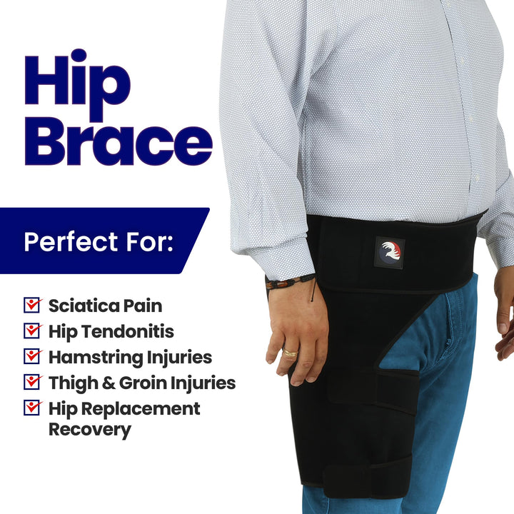 Plus Size Hip Brace Thigh Compression Sleeve | Hip Sciatica Pain Relief Device Brace | Hamstring Groin Compression Sleeve Wrap | Sciatic Nerve Relief | Hip Support Brace for Women & Men | X-LG / LEFT