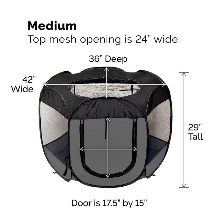 Portable Dog Playpen Cat Tent, Pet playground/kennel foldable indoor outdoor zippered puppy crate - Gray, Medium