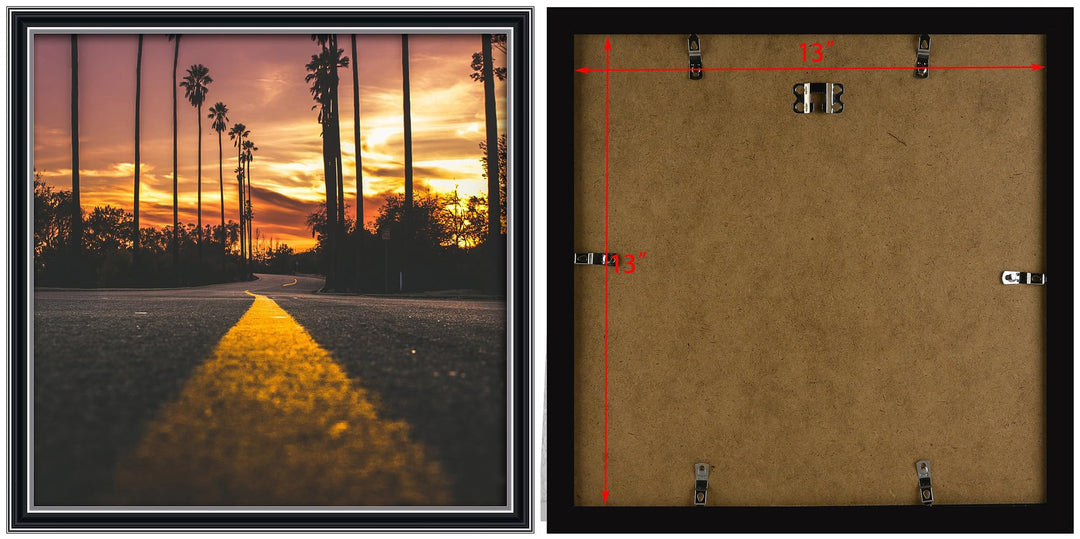13x13 Picture Frame Black-Silver, Display Pictures 13x13 inch Album Covers and LP Covers Album Frame, 13x13 Black Picture Frame,1Pack