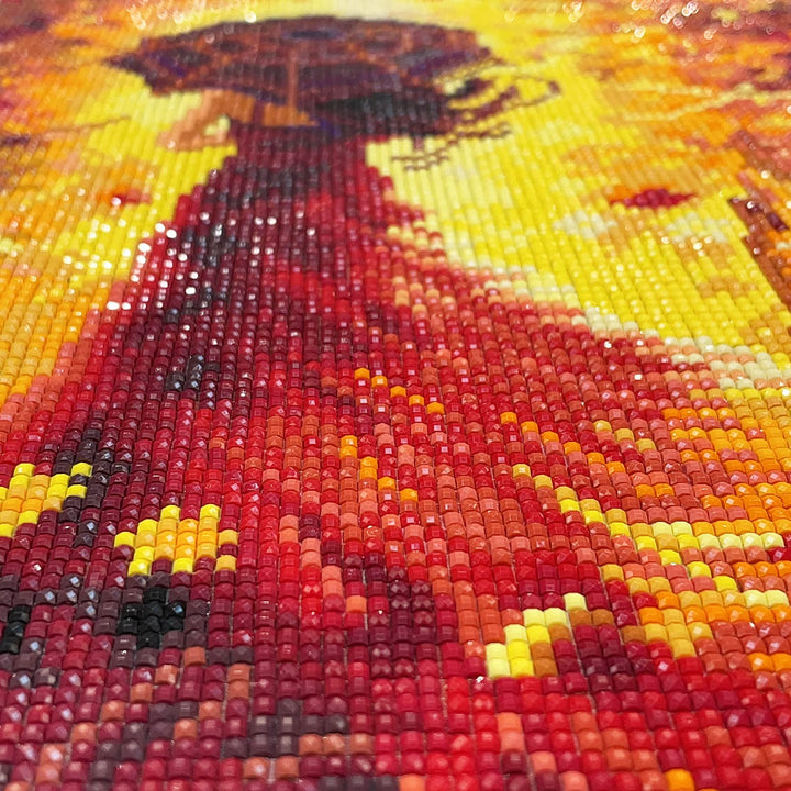 DIY 5D Full Square Diamond Art Painting Autumn Beautiful Woman for Adults, Diamond Art Painting Kits Round Full Drill Diamond Art Kit Picture Craft for Home Wall Art Decor 14x18 inch