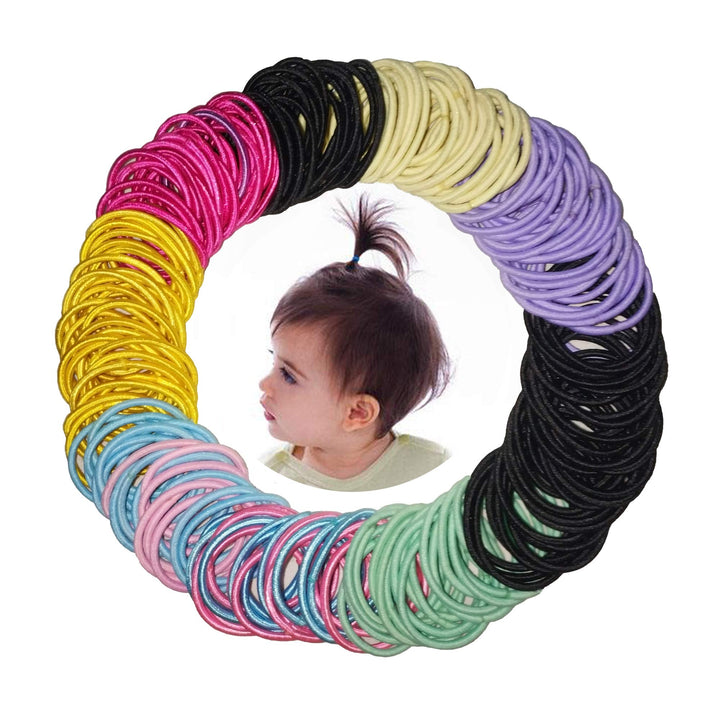 KK BETO 300 Pcs Elastic Hair Ties - Small Size Multicolor Ponytail Holders for Baby Girls, Infants and Toddlers