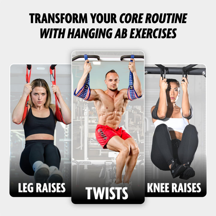 Hanging Ab Straps for Pull Up Bar & Core Strength Training - Thick Padded Arm Strap for Ab Swing with 2 Rust-Resistant Carabiners - Pull Up Straps for Ab Workouts at Home and Gym (Pair)