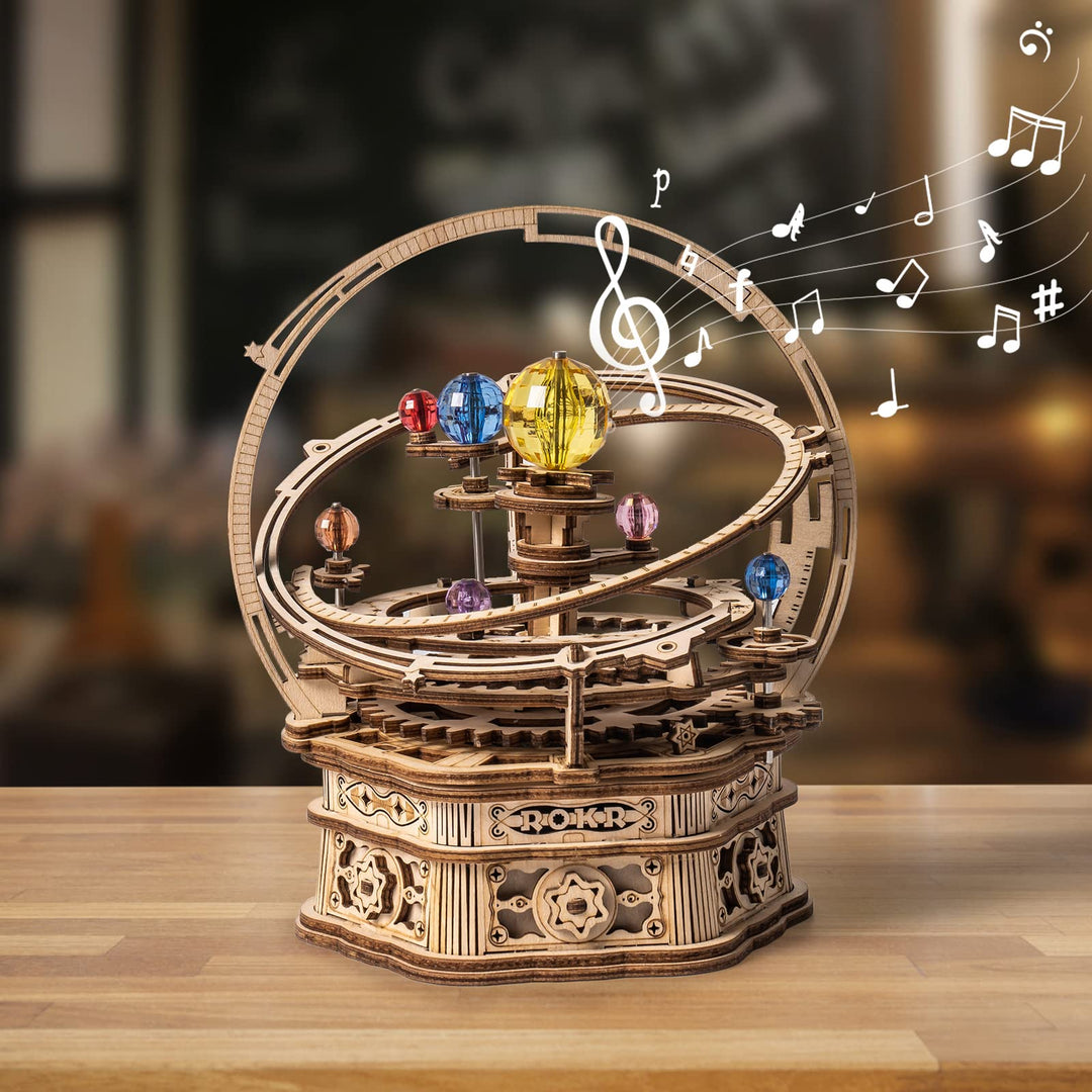 3D Wooden Puzzles for Adults Mechanical Music Box-Starry Night, DIY Rotating Music Box Model Building Kits for Teens, DIY Crafts/Hobbies/Gifts Desk Decor for Boys Ages 14+ (Starry Night)