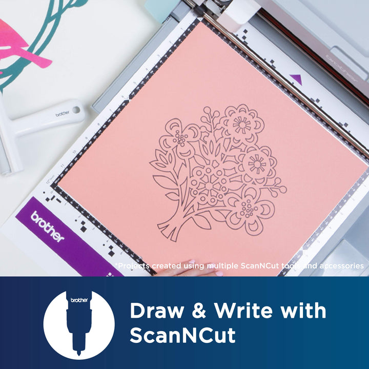 ScanNCut Pen Set CAPEN1, 6-Piece Color Permanent Ink Pens for Drawing and Writing, Includes Red, Pink, Brown, Black, Blue and Green