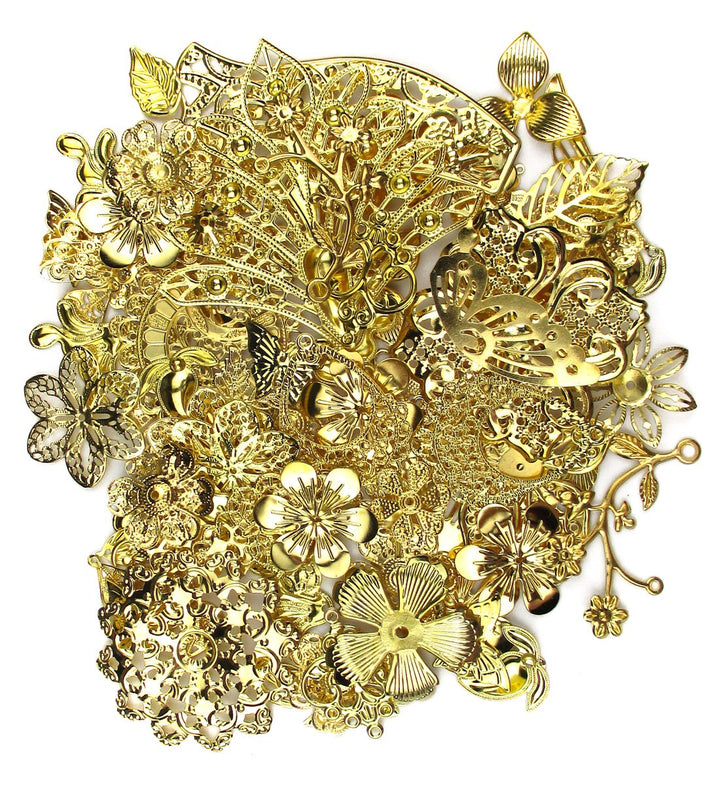 ALL in ONE Mixed Gold Filigree Charm Pendant Jewelry Findings: 50g