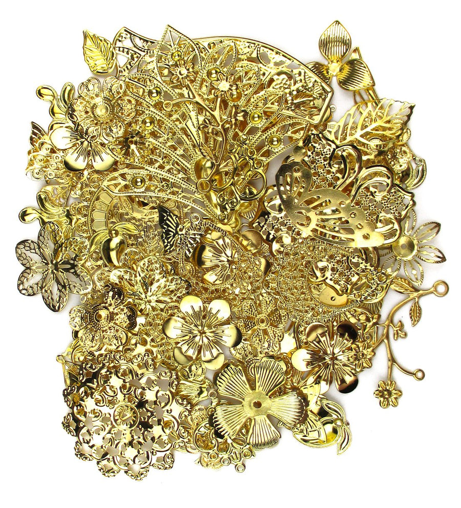 ALL in ONE Mixed Gold Filigree Charm Pendant Jewelry Findings: 50g