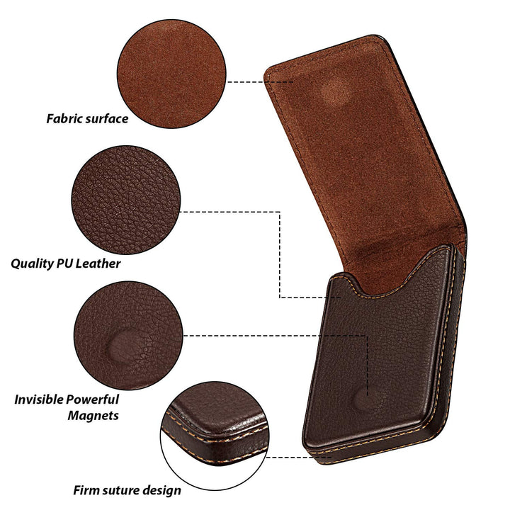 2 Pieces Business Card Holder, Business Card Wallet PU Leather Business Card Case Pocket Business Name Card Holder with Magnetic Shut Credit Card ID Case/Wallet (Coffee and Coffee)